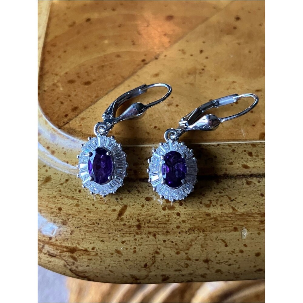 African Amethyst Moissanite Earrings